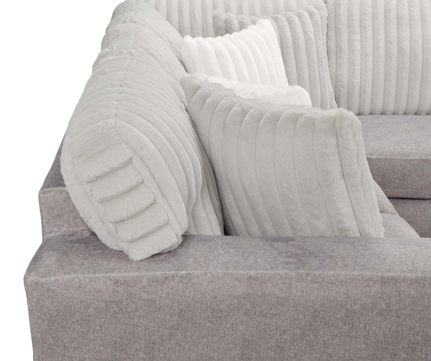 Fabriqué au Canada, canapé sectionnel Koda 2 pièces à gauche en tissu de chenille avec coussins réversibles - gris Paloma luxueux