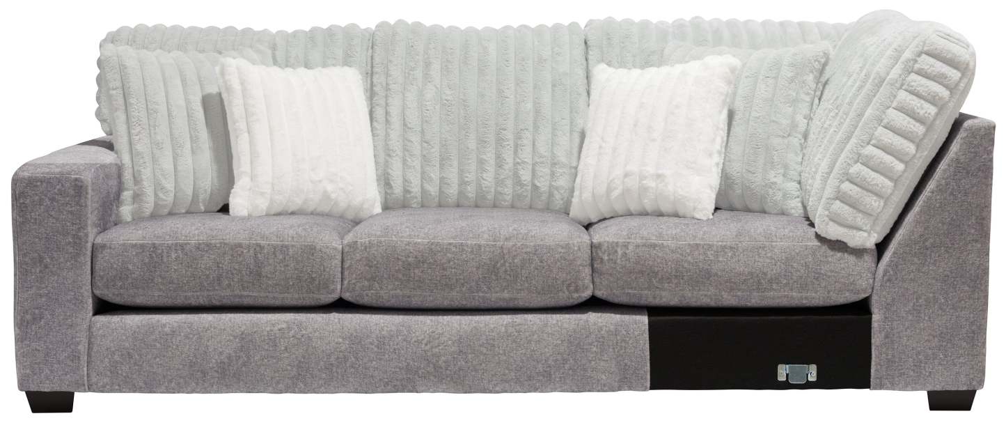 Fabriqué au Canada, canapé sectionnel Koda 2 pièces à gauche en tissu de chenille avec coussins réversibles - gris Paloma luxueux