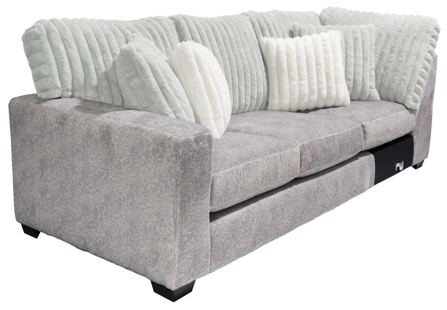 Fabriqué au Canada, canapé sectionnel Koda 2 pièces à gauche en tissu de chenille avec coussins réversibles - gris Paloma luxueux