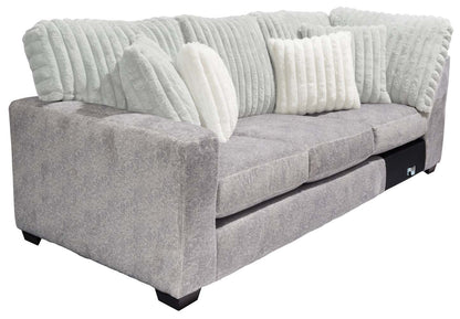 Fabriqué au Canada, canapé sectionnel Koda 2 pièces à gauche en tissu de chenille avec coussins réversibles - gris Paloma luxueux