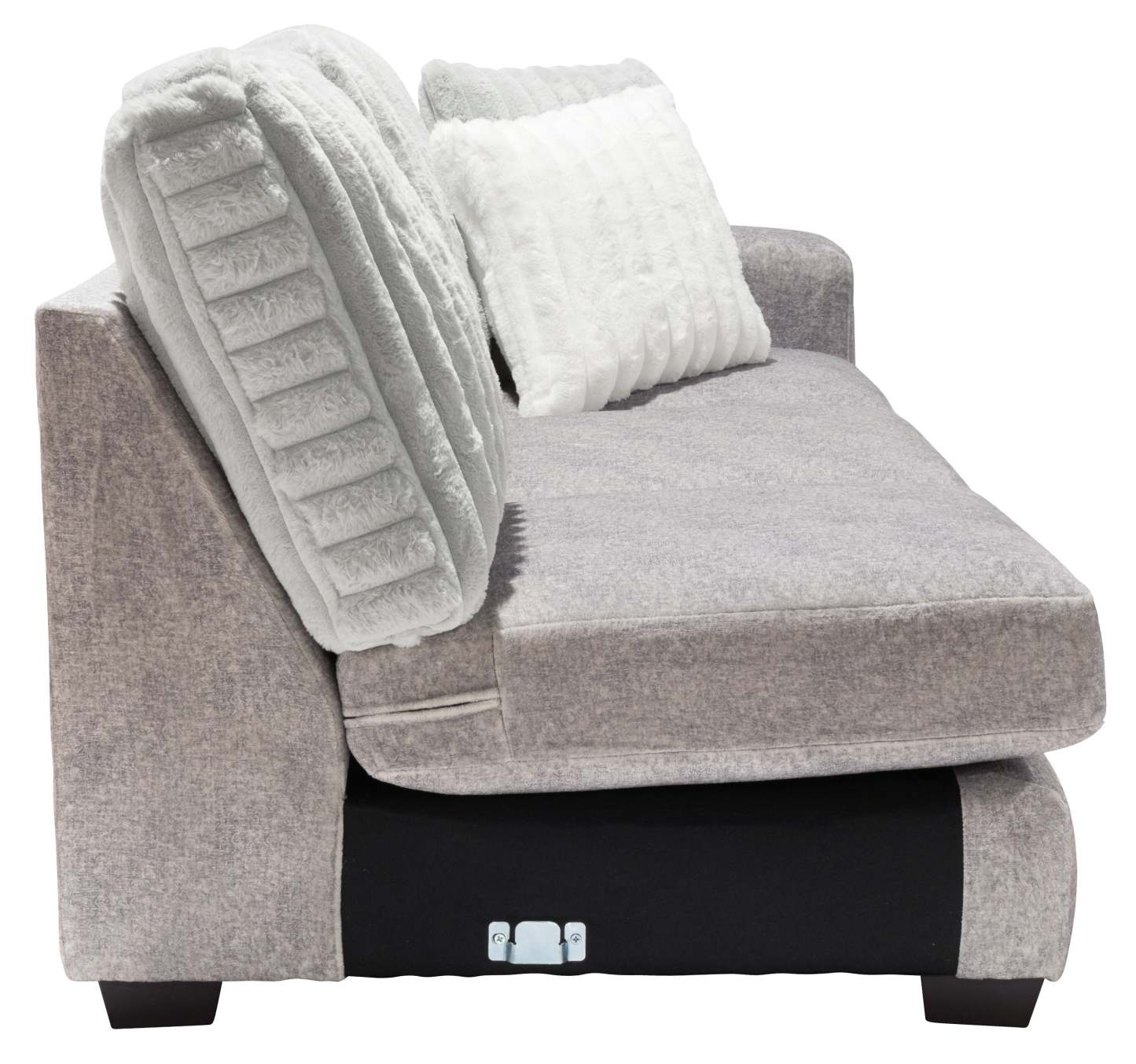 Fabriqué au Canada, canapé sectionnel Koda 2 pièces à gauche en tissu de chenille avec coussins réversibles - gris Paloma luxueux