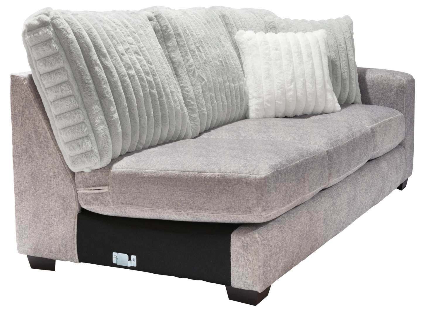 Fabriqué au Canada, canapé sectionnel Koda 2 pièces à gauche en tissu de chenille avec coussins réversibles - gris Paloma luxueux