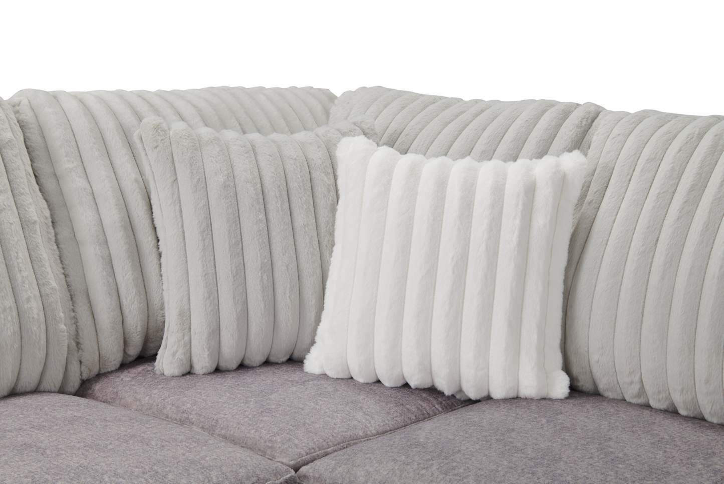 Fabriqué au Canada, canapé sectionnel Koda 2 pièces à gauche en tissu de chenille avec coussins réversibles - gris Paloma luxueux