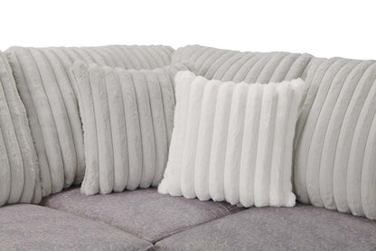 Fabriqué au Canada, canapé sectionnel Koda 2 pièces à droite en tissu de chenille avec coussins réversibles - gris Paloma luxueux