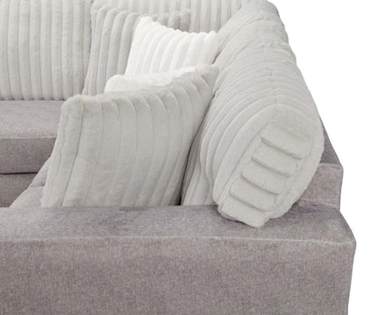 Fabriqué au Canada, canapé sectionnel Koda 2 pièces à droite en tissu de chenille avec coussins réversibles - gris Paloma luxueux