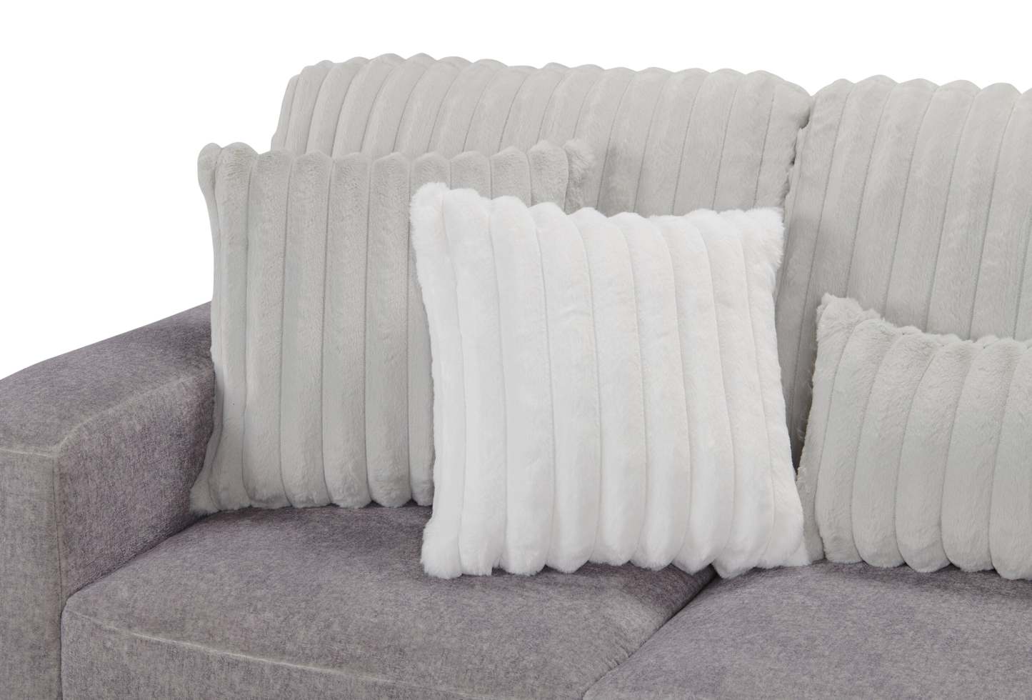 Fabriqué au Canada, canapé sectionnel Koda 2 pièces à droite en tissu de chenille avec coussins réversibles - gris Paloma luxueux