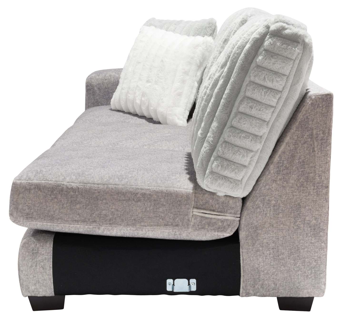 Fabriqué au Canada, canapé sectionnel Koda 2 pièces à droite en tissu de chenille avec coussins réversibles - gris Paloma luxueux