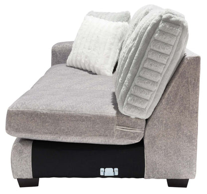 Fabriqué au Canada, canapé sectionnel Koda 2 pièces à droite en tissu de chenille avec coussins réversibles - gris Paloma luxueux