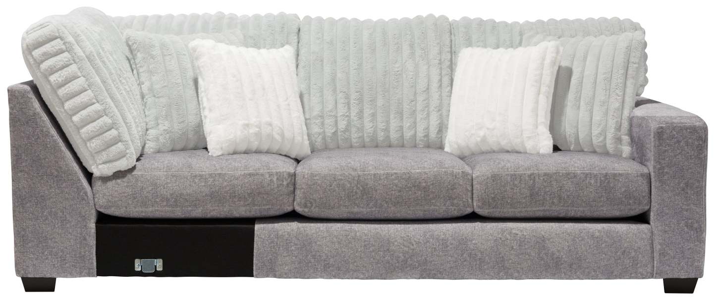 Fabriqué au Canada, canapé sectionnel Koda 2 pièces à droite en tissu de chenille avec coussins réversibles - gris Paloma luxueux