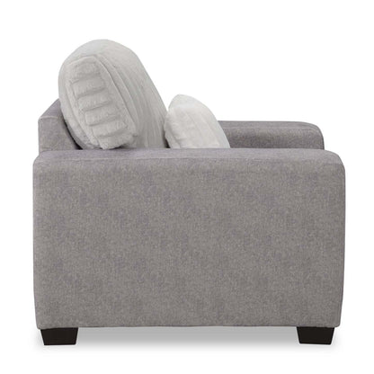 Fauteuil Koda de 41 po fabriqué au Canada en tissu de chenille et de fausse fourrure avec coussins amovibles - gris Paloma luxueux