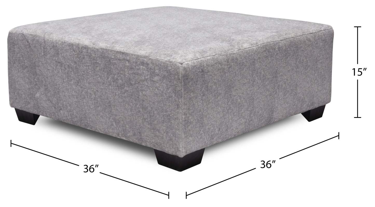 Made in Canada Koda 36 Chenille Fabric Ottoman - Plush Paloma Grey | Pouf Koda de 36 po fabriqué au Canada en tissu de chenille - gris Paloma luxueux