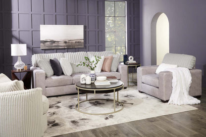 Fabriqué au Canada, canapé Koda de 92 po en tissu de chenille et de fausse fourrure avec coussins amovibles - gris Paloma luxueux