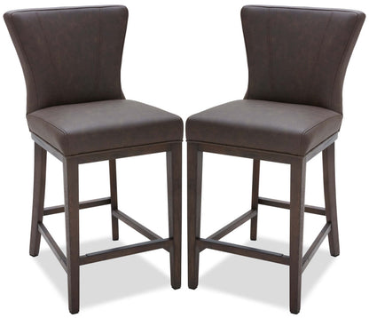 Tabouret à hauteur de comptoir Quinn, ensemble de 2 – Brun|Tabouret Quinn de hauteur comptoir, ensemble de 2 - brun|QUINCCSP