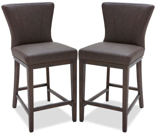 Tabouret à hauteur de comptoir Quinn, ensemble de 2 – Brun|Tabouret Quinn de hauteur comptoir, ensemble de 2 - brun|QUINCCSP