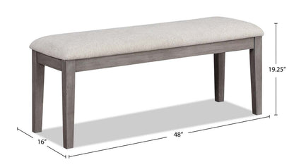 Banc de salle à manger Krew avec tissu en polyester, 48 W - Gris | Banc de salle à manger Krew de 48 po (L) en tissu de polyester - gris