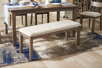 Banc de salle à manger Krew avec tissu en polyester, 48 W - Gris | Banc de salle à manger Krew de 48 po (L) en tissu de polyester - gris