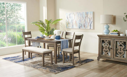 Banc de salle à manger Krew avec tissu en polyester, 48 W - Gris | Banc de salle à manger Krew de 48 po (L) en tissu de polyester - gris