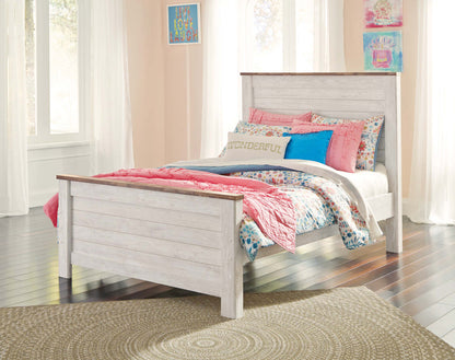 Tête de lit à panneau Willowton, blanchi à la chaux - pleine grandeur | Tête de lit à panneau Willowton, blanc - format lit double