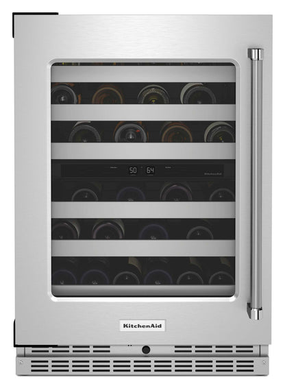 Réfrigérateur à vin KitchenAid de 5 pi³ et de 24 po sous le comptoir - acier inoxydable - KUWL314KSS | KitchenAid 24 5 Cu. Ft. Undercounter Wine Refrigerator - Stainless Steel - KUWL314KSS