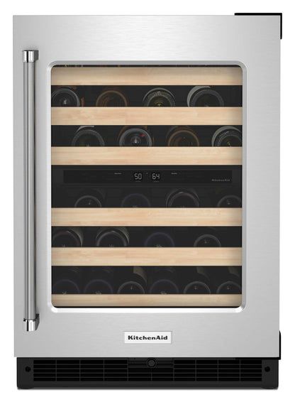 Réfrigérateur à vin KitchenAid de 5 pi³ et de 24 po sous le comptoir - acier inoxydable - KUWR214KSB | KitchenAid 24 5 Cu. Ft. Undercounter Wine Refrigerator - Stainless Steel - KUWR214KSB