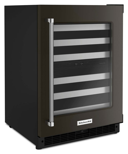 Réfrigérateur à vin KitchenAid de 5 pi³ et de 24 po sous le comptoir - acier inoxydable noir avec PrintShield™ Fi…