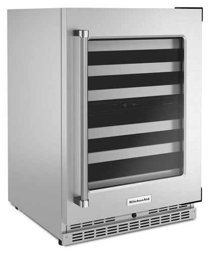 Réfrigérateur à vin KitchenAid de 20 pi³ et de 24 po sous le comptoir - acier inoxydable - KUWR314KSS | KitchenAid 24 20 Cu. Ft. Undercounter Wine Refrigerator - Stainless Steel - KUWR314KSS…