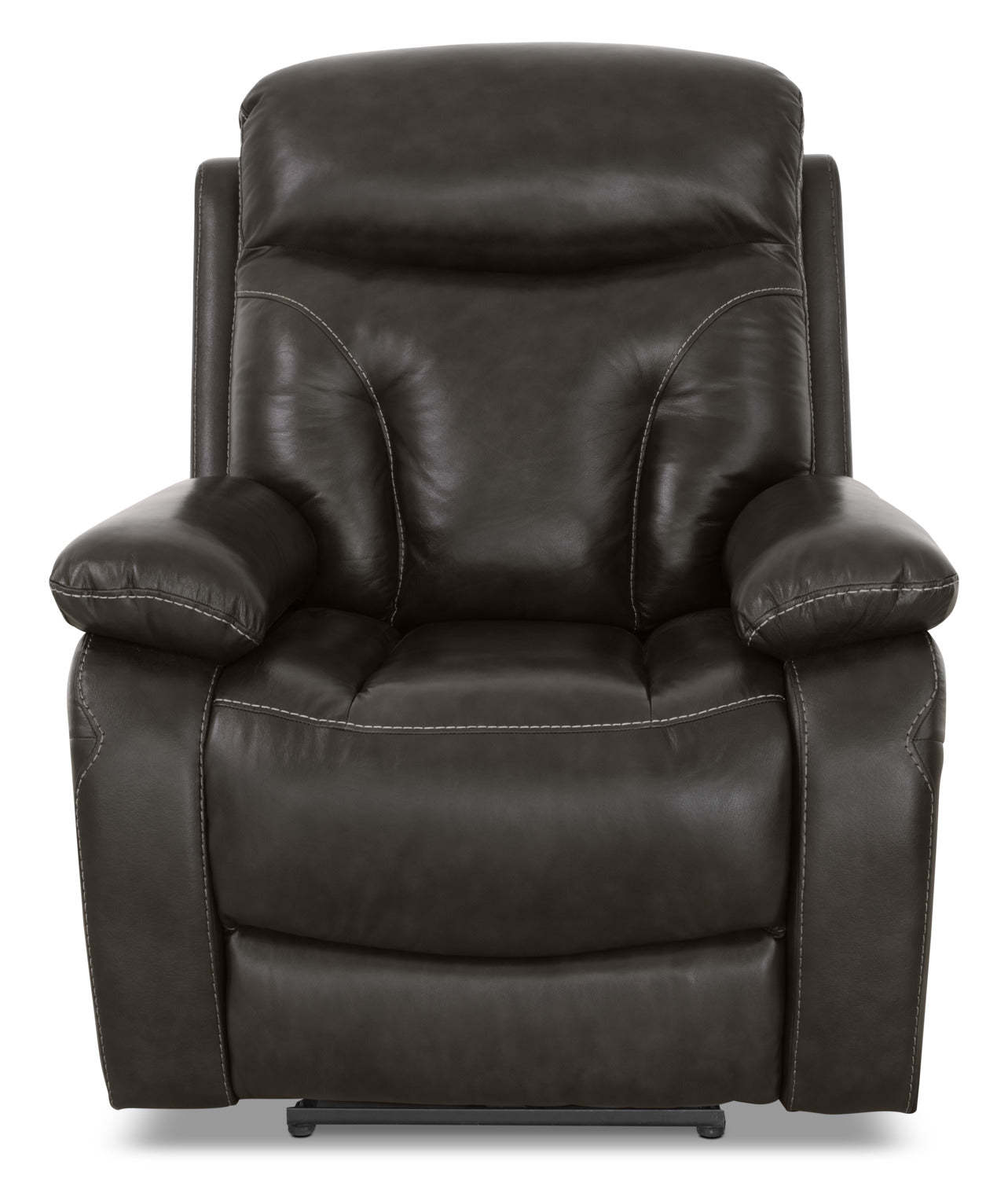 Fauteuil à inclinaison électrique Hayes de 38 po en cuir avec appuie-tête véritable réglable - gris acier