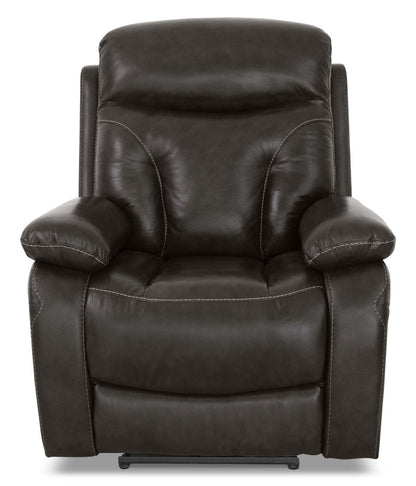 Fauteuil à inclinaison électrique Hayes de 38 po en cuir avec appuie-tête véritable réglable - gris acier