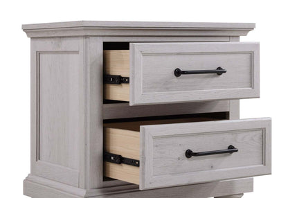 Table de nuit Kylie à 2 tiroirs avec port USB, 26 L x 25 H - Sable | Table de nuit Kylie de 26 po (l) x 25 po (H) à 2 tiroirs avec port USB - sable