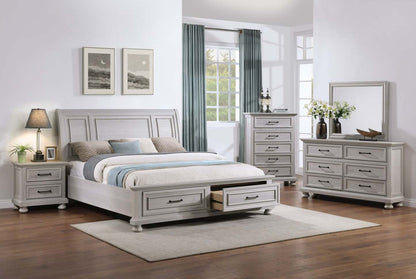 Lit plateforme de rangement Kylie sable avec tête de lit et cadre de lit - format très grand lit | Lit plateforme avec rangement Kylie avec tête de lit et cadre, sable - King Size