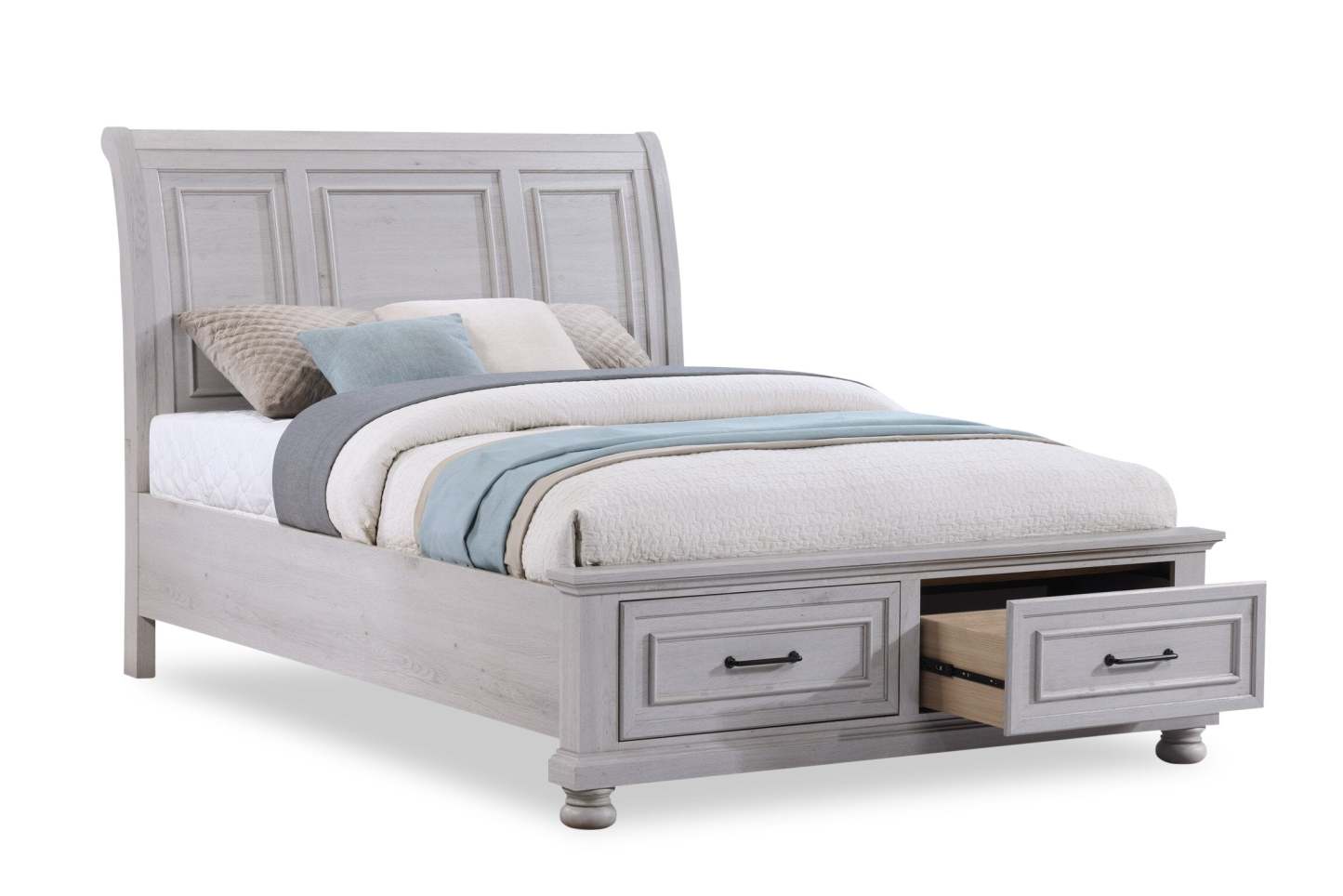 Lit plateforme de rangement Kylie sable avec tête de lit et cadre de lit - format grand lit | Kylie Platform Storage Bed with Headboard & Frame, Sand - Queen Size