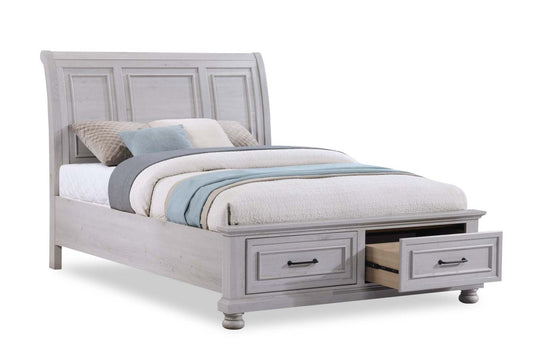 Lit plateforme de rangement Kylie sable avec tête de lit et cadre de lit - format grand lit | Kylie Platform Storage Bed with Headboard & Frame, Sand - Queen Size