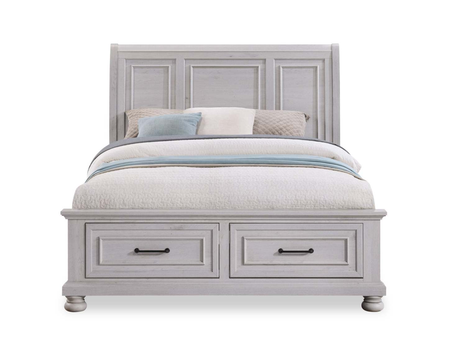 Kylie 6 pièces ensemble de chambre à coucher avec lit de rangement, commode, miroir et table de nuit, sable - taille queen