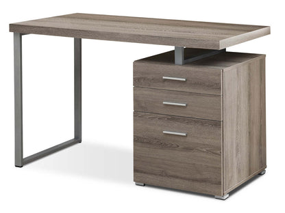 Bureau d'ordinateur Rimini 48 à 3 tiroirs - Taupe foncé|Bureau d'ordinateur Rimini de 48 po à 3 tiroirs - taupe foncé