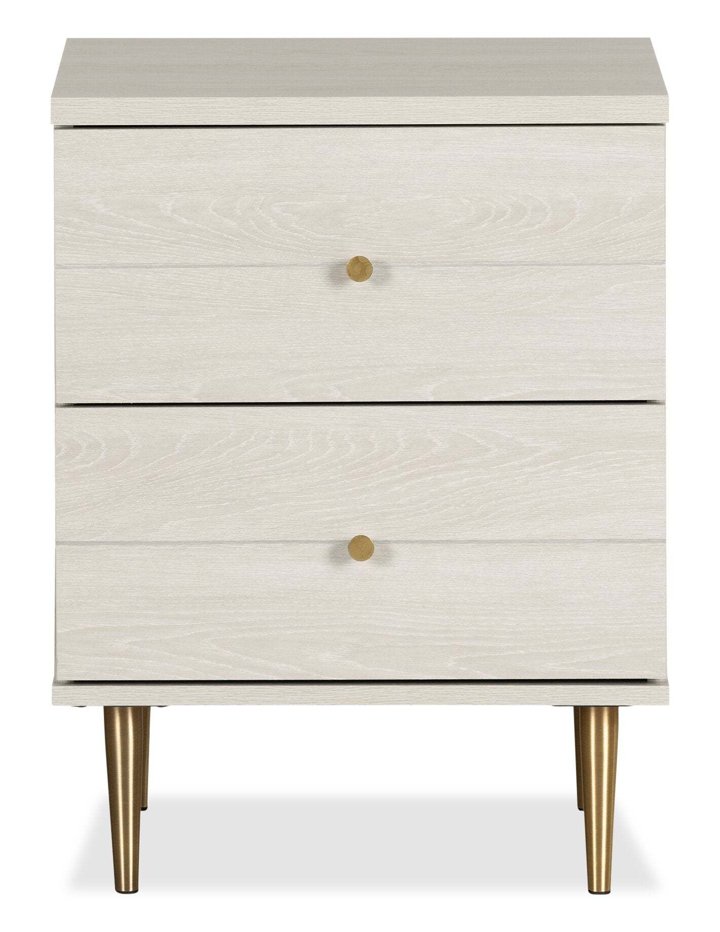 Table de nuit Lake à 2 tiroirs, 19,5 L x 25,5 H, fabriquée au Canada, Glam - Blanc | Table de nuit somptueuse Lake de 19,5 po (L) x 25,5 po (H) à 2 tiroirs, fabriquée au Canada - blanche