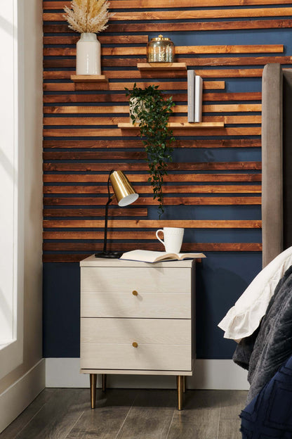 Table de nuit Lake à 2 tiroirs, 19,5 L x 25,5 H, fabriquée au Canada, Glam - Blanc | Table de nuit somptueuse Lake de 19,5 po (L) x 25,5 po (H) à 2 tiroirs, fabriquée au Canada - blanche