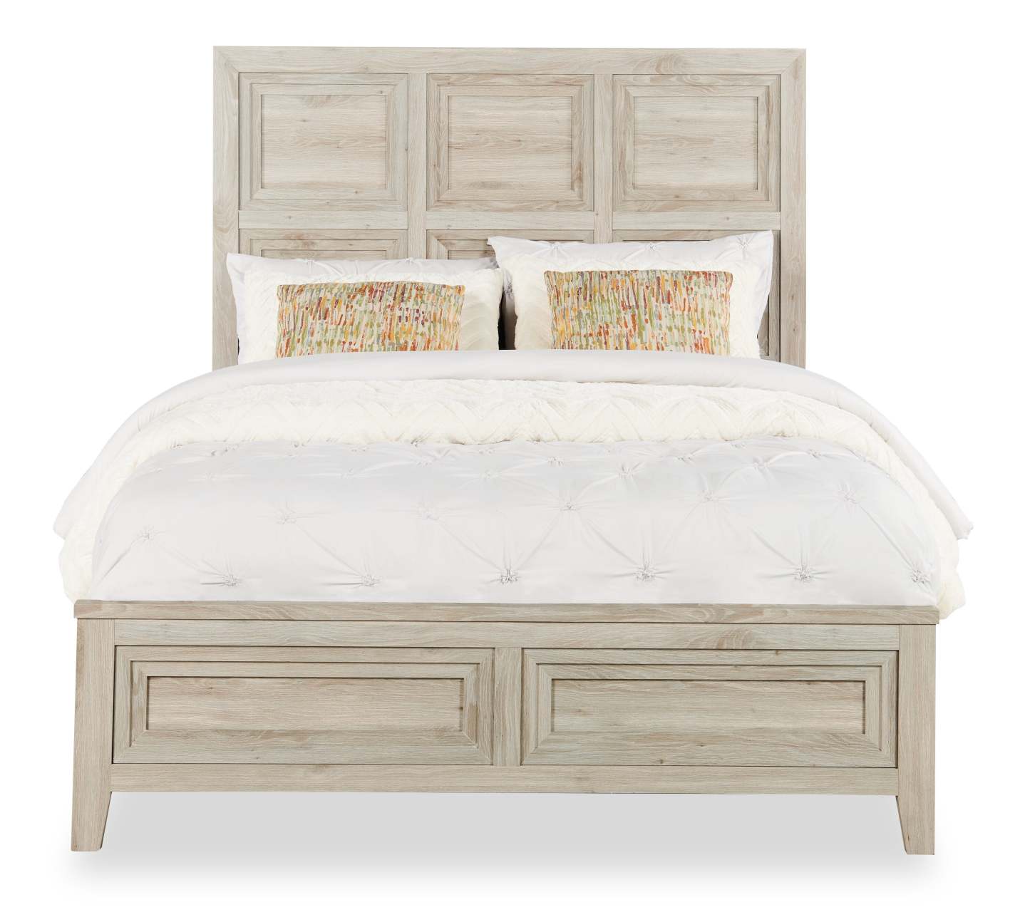 Lit à panneaux Lara avec tête de lit et cadre, gris antique - Queen Size | Lit à panneau Lara avec tête de lit et cadre de lit, gris antique - format grand lit