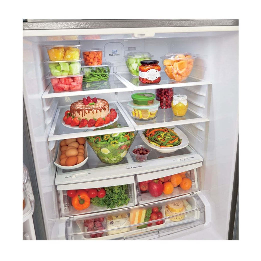 LG 30 22 Cu. Fort. Réfrigérateur à portes françaises - Acier inoxydable noir anti-taches - LRFNS2200D | Réfrigérateur LG de 22 pi³ et de 30 po à portes françaises - acier inoxydable noir résistant aux traces - …