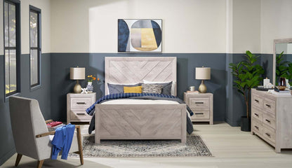 Table de chevet à 2 tiroirs Lark, 24 L x 26 H - Blanc rustique | Table de nuit Lark de 24 po (L) x 26 po (H) à 2 tiroirs - blanc rustique