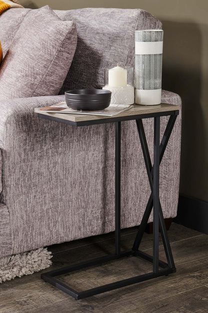 Leila 10,25 C-Shaped Chairside Table - Gris|Table de fauteuil Leila de 10,25 po en forme de C - grise