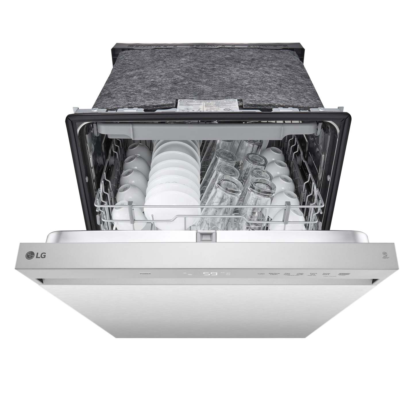 LG 24 50 dBA Lave-vaisselle encastrable à commande frontale avec séchage dynamique - Acier inoxydable anti-taches - LD… | Lave-vaisselle encastré LG à 50 dBA de 24 po avec commandes à l'avant et système Dynamic DryMC - aci…