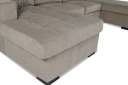 Made in Canada Legend 3-Piece Chenille Fabric Sleeper Sectional with Two Storage Chaises - Platinum Beige | Canapé-lit sectionnel Legend 3 pièces fabriqué au Canada en tissu de chenille avec 2 fauteuils longs de rangement - beige platine
