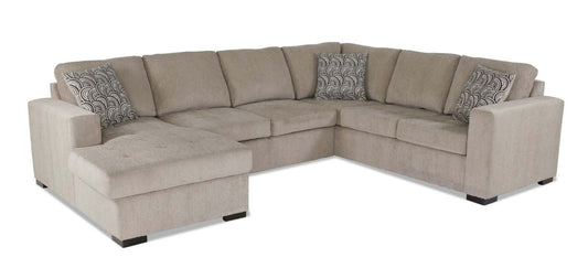 Made in Canada Legend 3-Piece Left-Facing Chenille Fabric Sleeper Sectional with Storage Chaise - Platinum Beige | Canapé-lit sectionnel de gauche Legend 3 pièces fabriqué au Canada en tissu de chenille avec chaise longue de rangement - beige platine