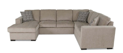 Made in Canada Legend 3-Piece Left-Facing Chenille Fabric Sleeper Sectional with Storage Chaise - Platinum Beige | Canapé-lit sectionnel de gauche Legend 3 pièces fabriqué au Canada en tissu de chenille avec chaise longue de rangement - beige platine