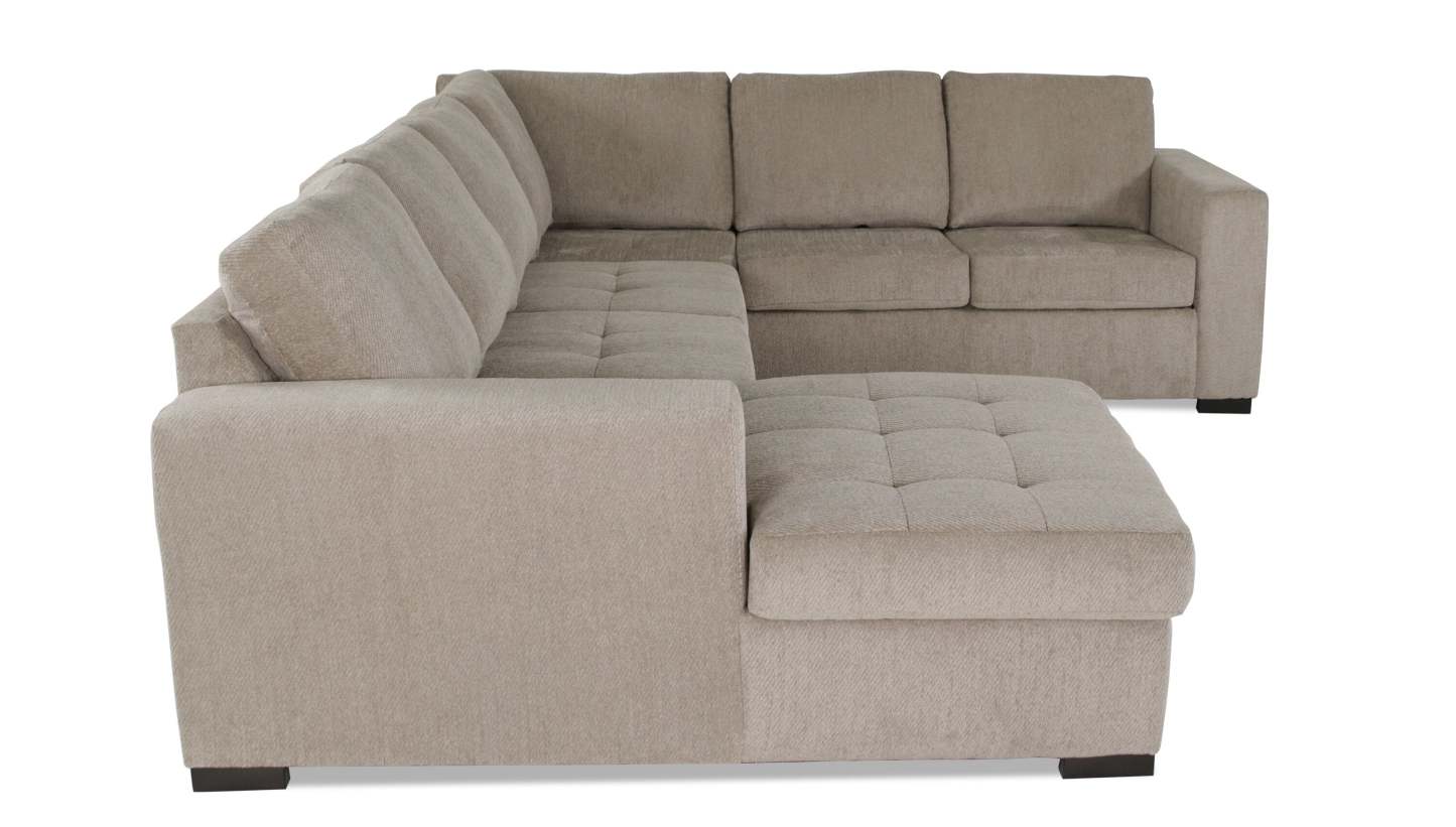Made in Canada Legend 3-Piece Left-Facing Chenille Fabric Sleeper Sectional with Storage Chaise - Platinum Beige | Canapé-lit sectionnel de gauche Legend 3 pièces fabriqué au Canada en tissu de chenille avec chaise longue de rangement - beige platine