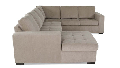Made in Canada Legend 3-Piece Left-Facing Chenille Fabric Sleeper Sectional with Storage Chaise - Platinum Beige | Canapé-lit sectionnel de gauche Legend 3 pièces fabriqué au Canada en tissu de chenille avec chaise longue de rangement - beige platine