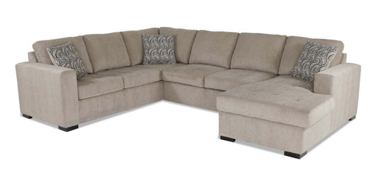 Made in Canada Legend 3-Piece Right-Facing Chenille Fabric Sleeper Sectional with Storage Chaise - Platinum Beige | Canapé-lit sectionnel de droite Legend 3 pièces fabriqué au Canada en tissu de chenille avec chaise longue de rangement - beige platine
