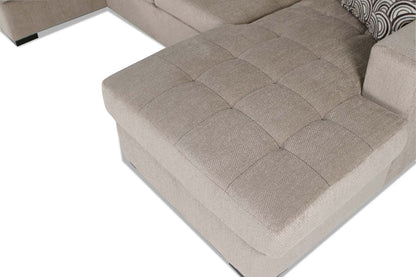 Made in Canada Legend 3-Piece Right-Facing Chenille Fabric Sleeper Sectional with Storage Chaise - Platinum Beige | Canapé-lit sectionnel de droite Legend 3 pièces fabriqué au Canada en tissu de chenille avec chaise longue de rangement - beige platine
