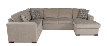 Made in Canada Legend 3-Piece Right-Facing Chenille Fabric Sleeper Sectional with Storage Chaise - Platinum Beige | Canapé-lit sectionnel de droite Legend 3 pièces fabriqué au Canada en tissu de chenille avec chaise longue de rangement - beige platine
