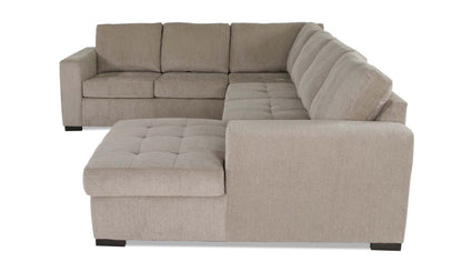 Made in Canada Legend 3-Piece Right-Facing Chenille Fabric Sleeper Sectional with Storage Chaise - Platinum Beige | Canapé-lit sectionnel de droite Legend 3 pièces fabriqué au Canada en tissu de chenille avec chaise longue de rangement - beige platine